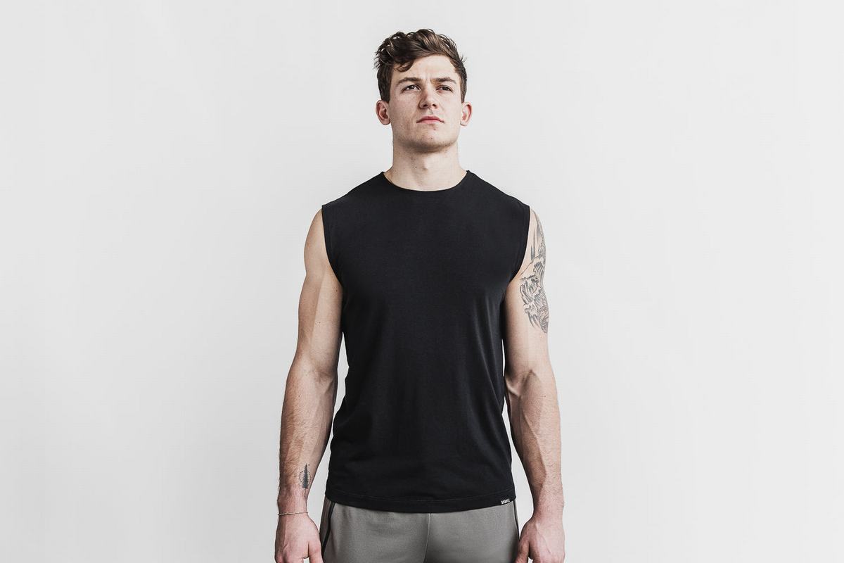 Nobull Lightweight Mouwloos T-shirts Heren Zwart | 974238-VLW