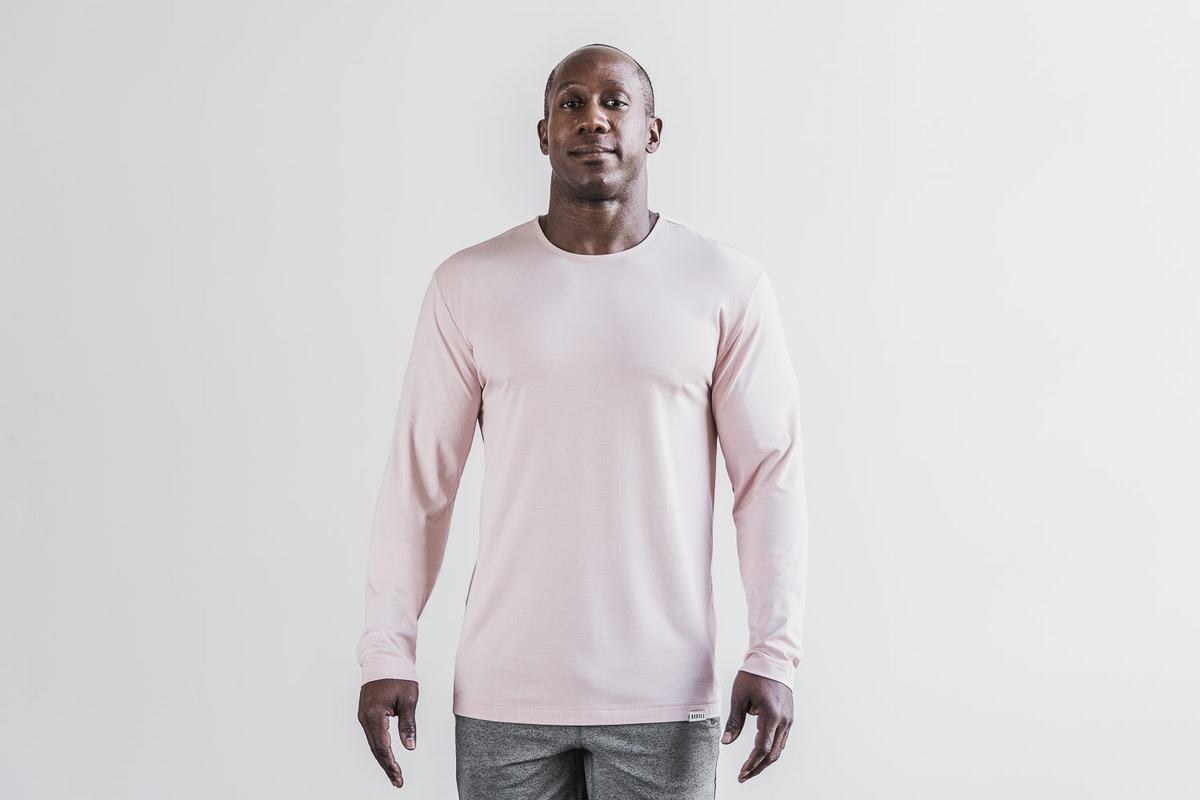Nobull Lightweight T-Shirt Lange Mouw Heren Roze | 035149-NJX