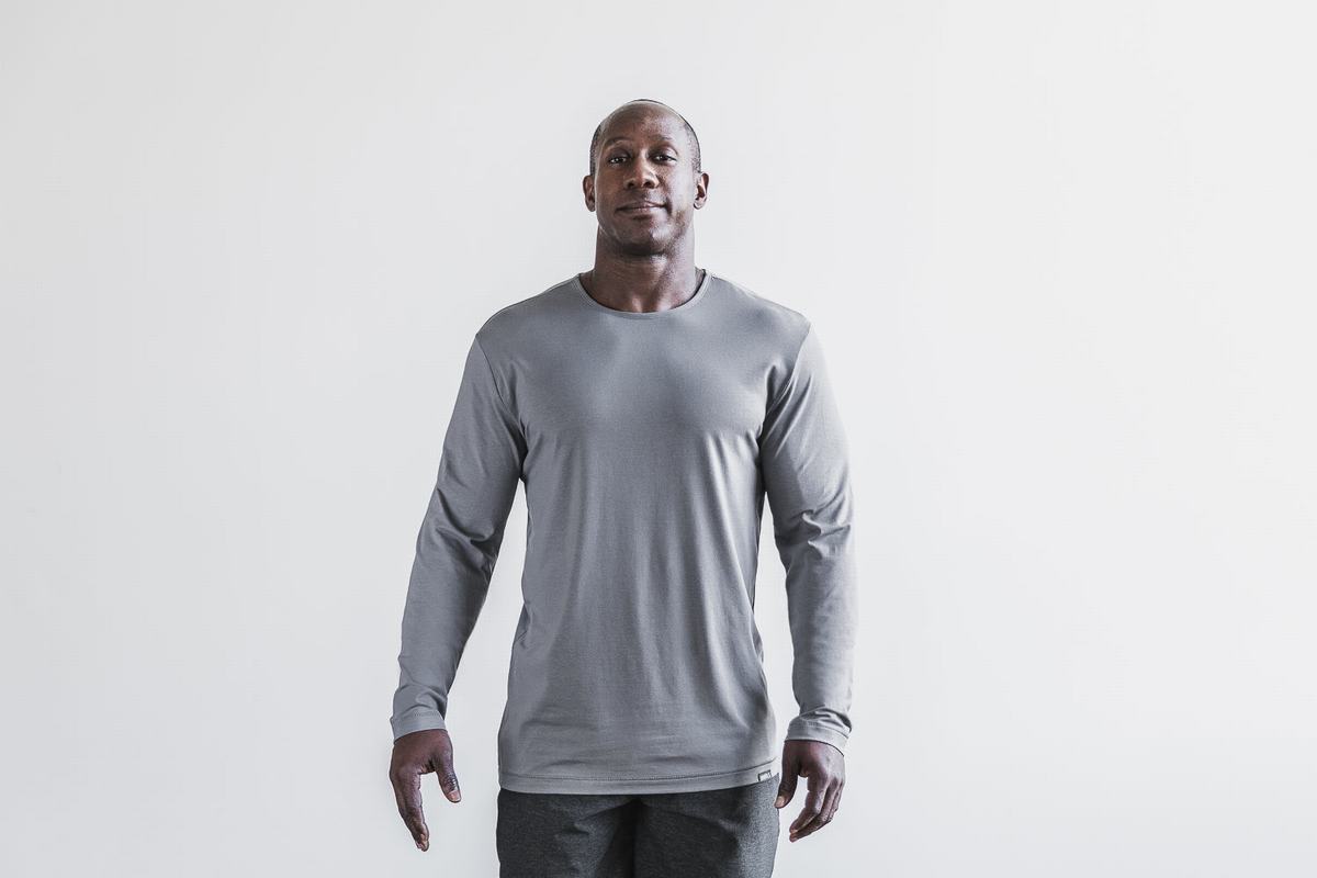 Nobull Lightweight T-Shirt Lange Mouw Heren Donkergrijs | 203645-KET