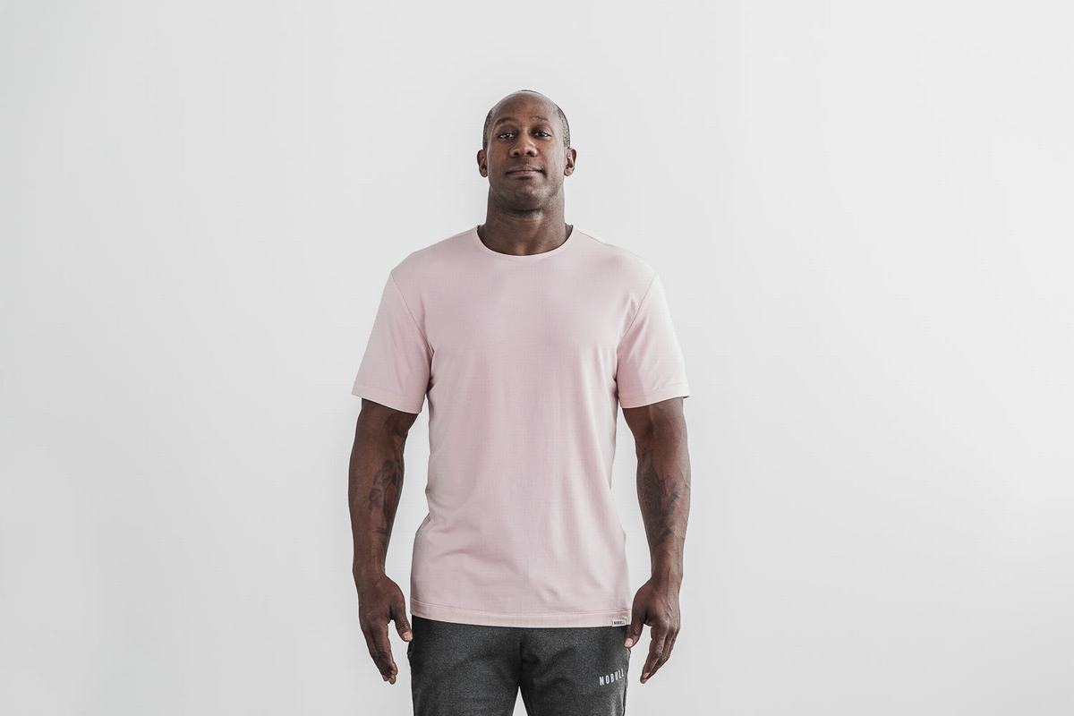 Nobull Lightweight T-shirts Heren Roze | 087569-CKY