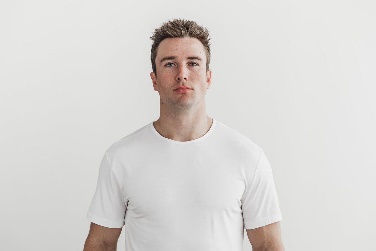 Nobull Lightweight T-shirts Heren Wit | 203964-ZVY