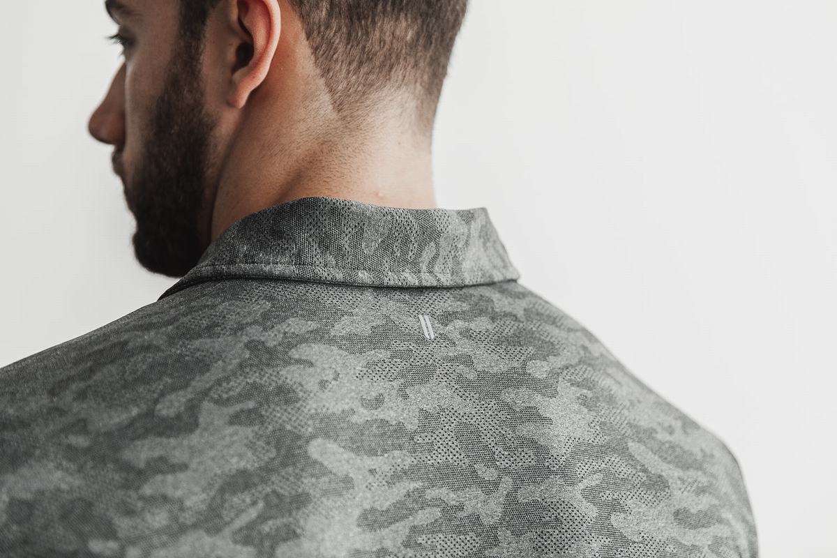 Nobull Lightweight Textured Polo T-shirts Heren Zwart Camo | 413625-SFT
