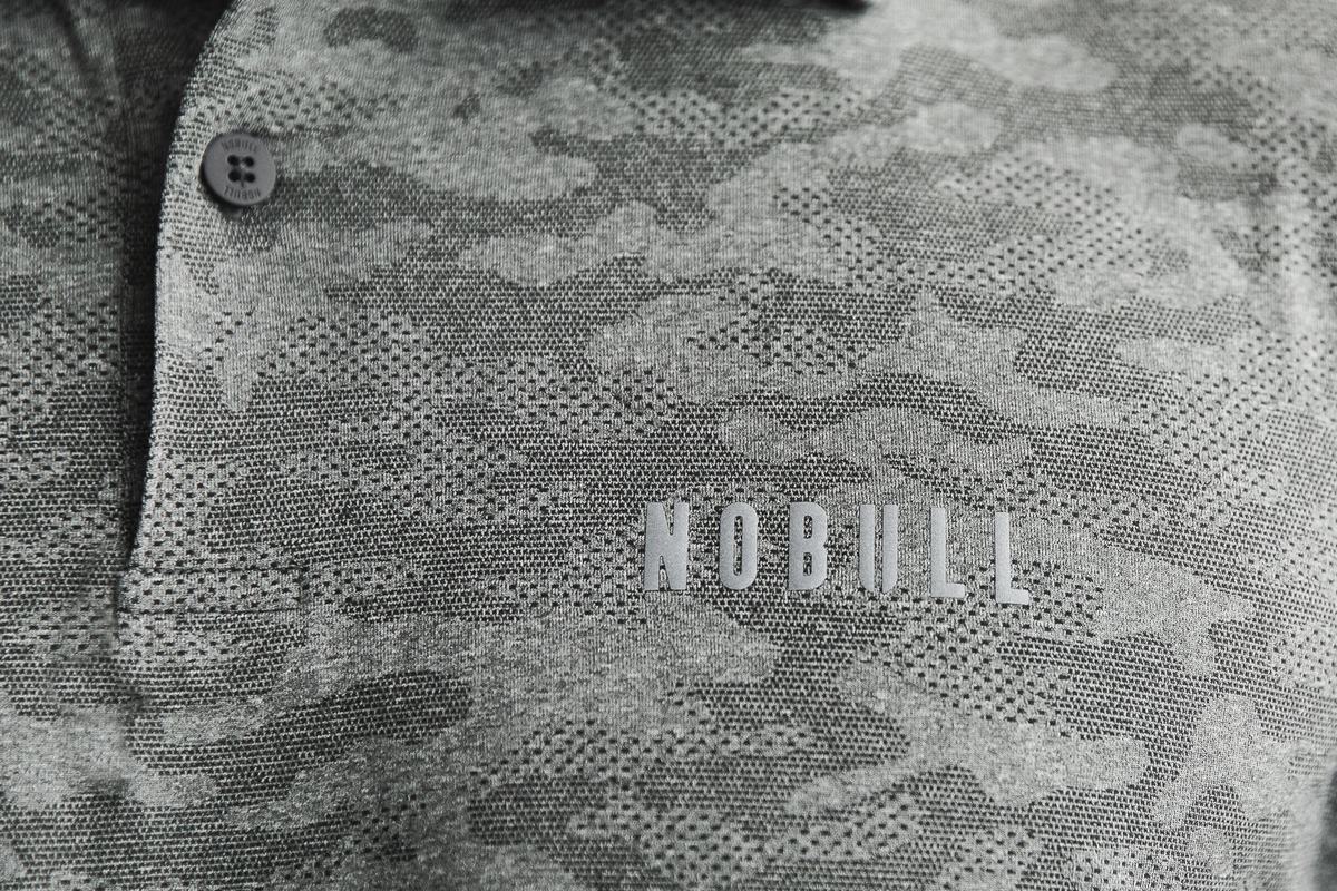 Nobull Lightweight Textured Polo T-shirts Heren Zwart Camo | 413625-SFT