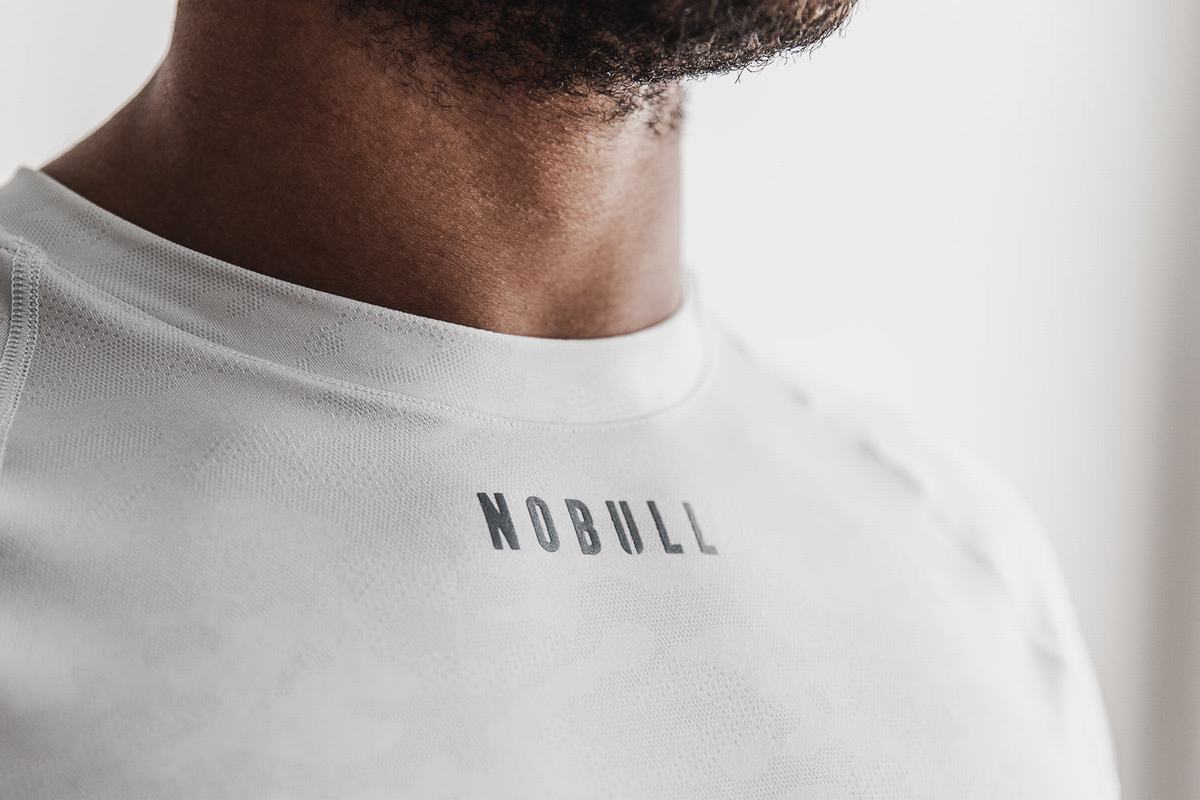 Nobull Lightweight Textured T-Shirt Lange Mouw Heren Camo | 476028-VEU