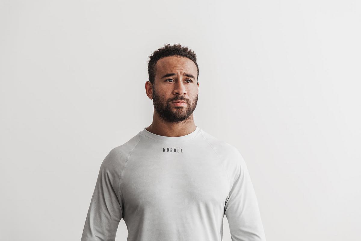 Nobull Lightweight Textured T-Shirt Lange Mouw Heren Camo | 476028-VEU