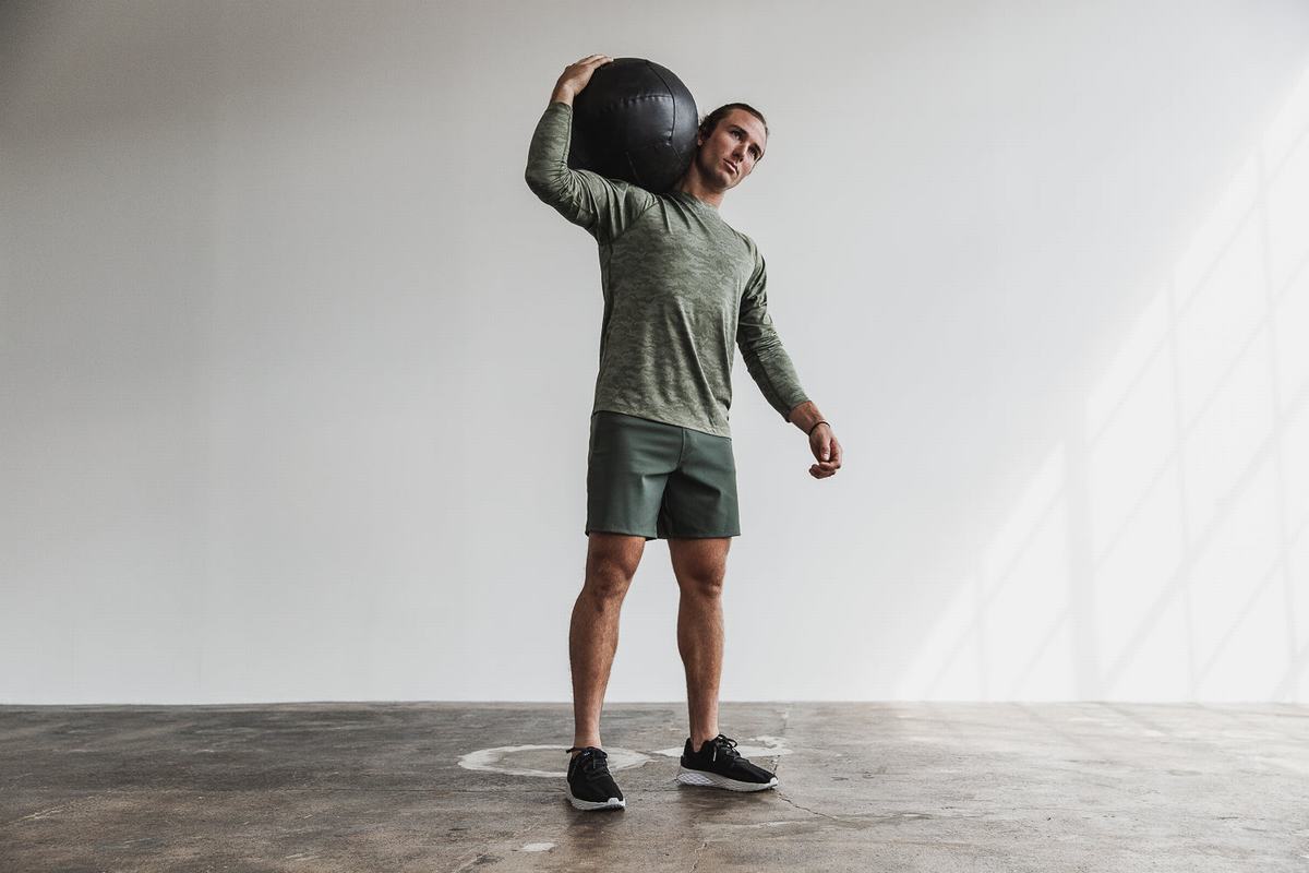 Nobull Lightweight Textured T-Shirt Lange Mouw Heren Camo | 709386-ULZ