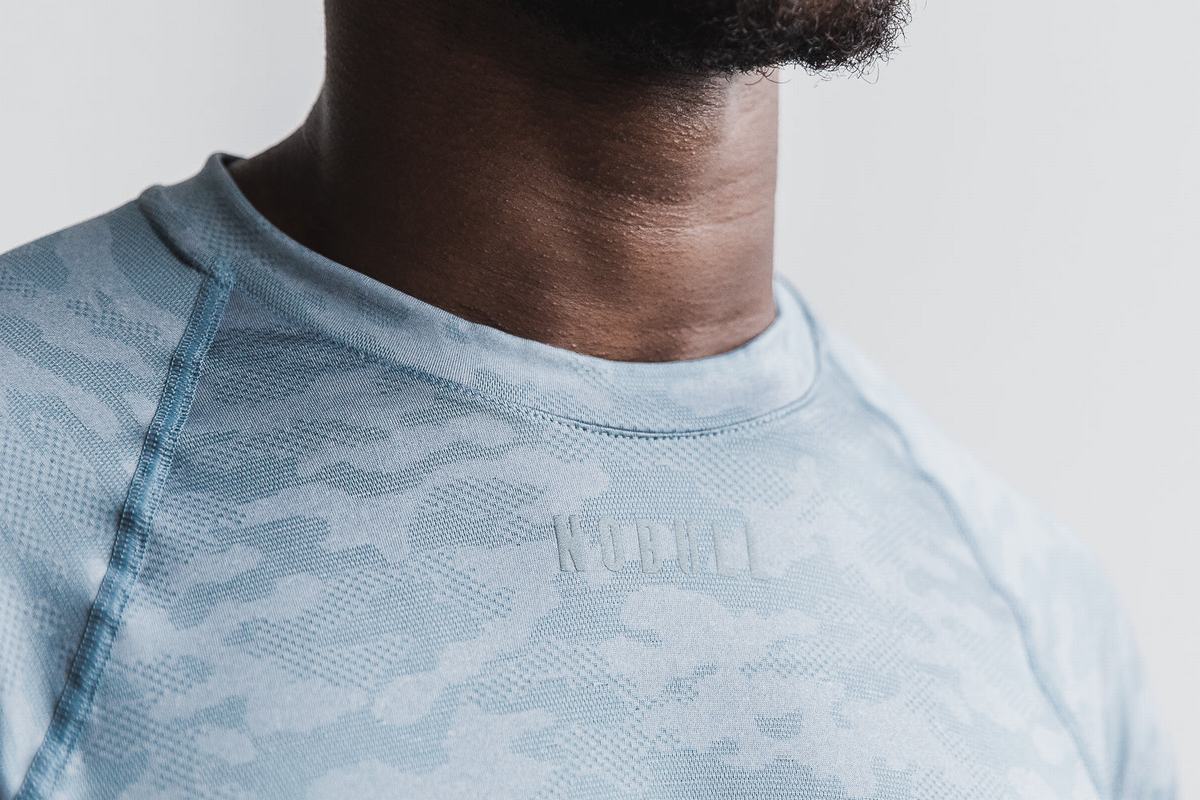Nobull Lightweight Textured T-Shirt Lange Mouw Heren Camo | 947538-YIX