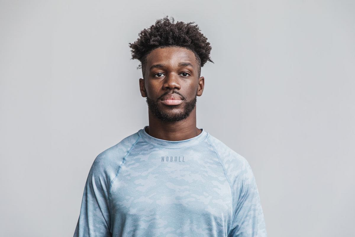 Nobull Lightweight Textured T-Shirt Lange Mouw Heren Camo | 947538-YIX