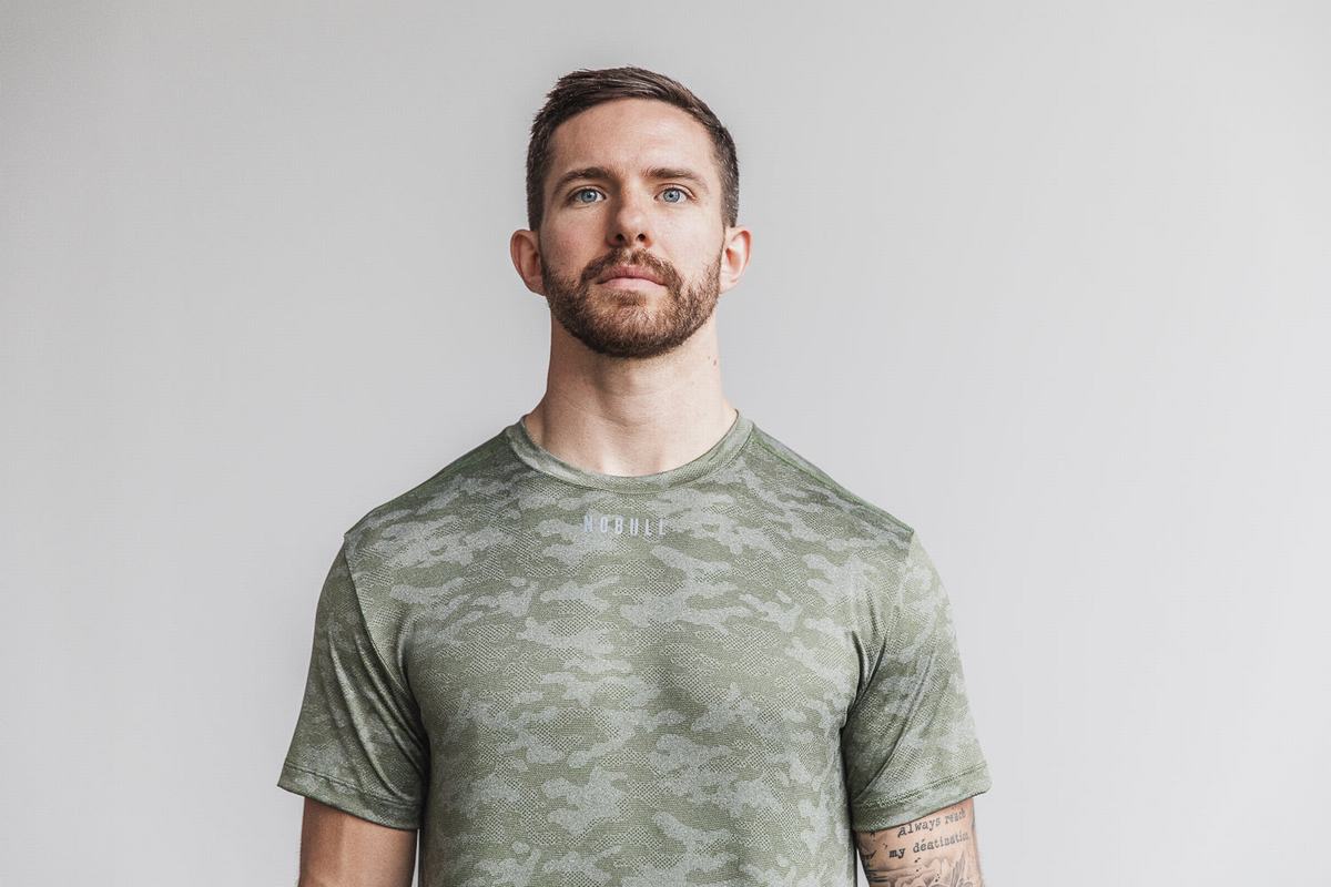 Nobull Lightweight Textured T-shirts Heren Camo | 476102-DJU