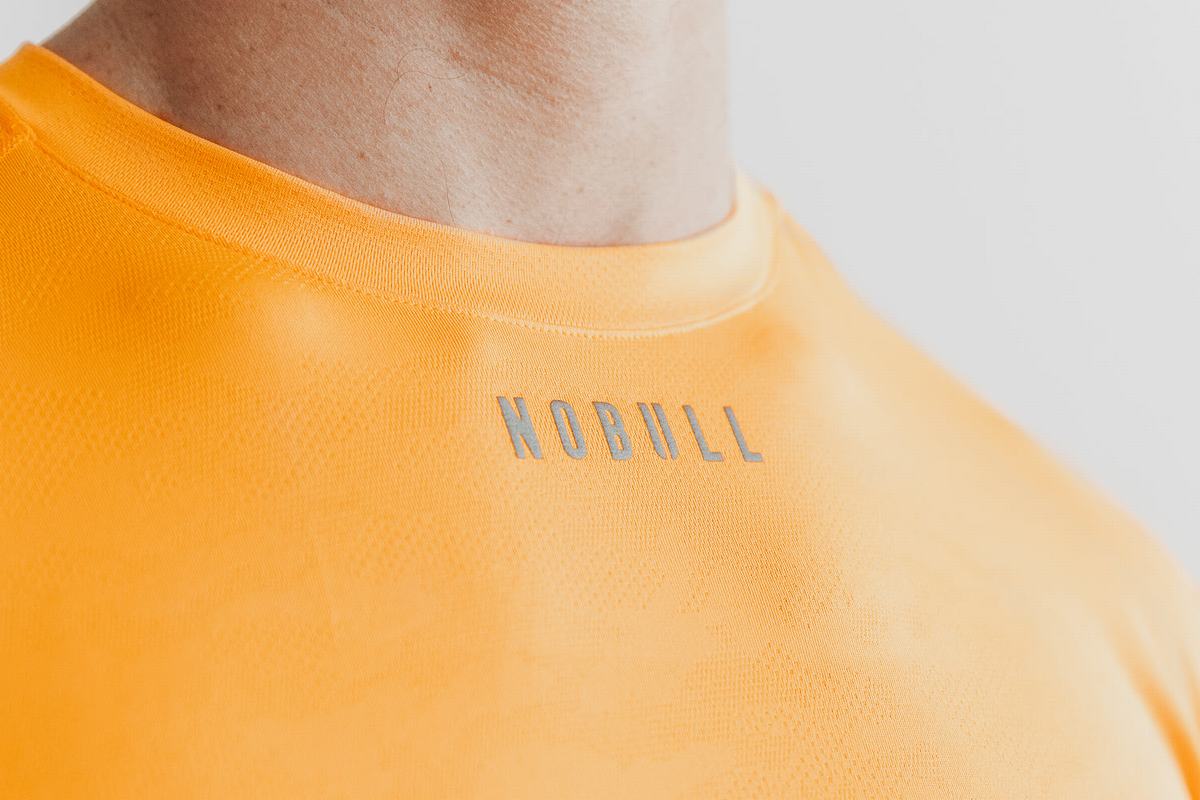 Nobull Lightweight Textured T-shirts Heren Oranje Camo | 536794-NPB