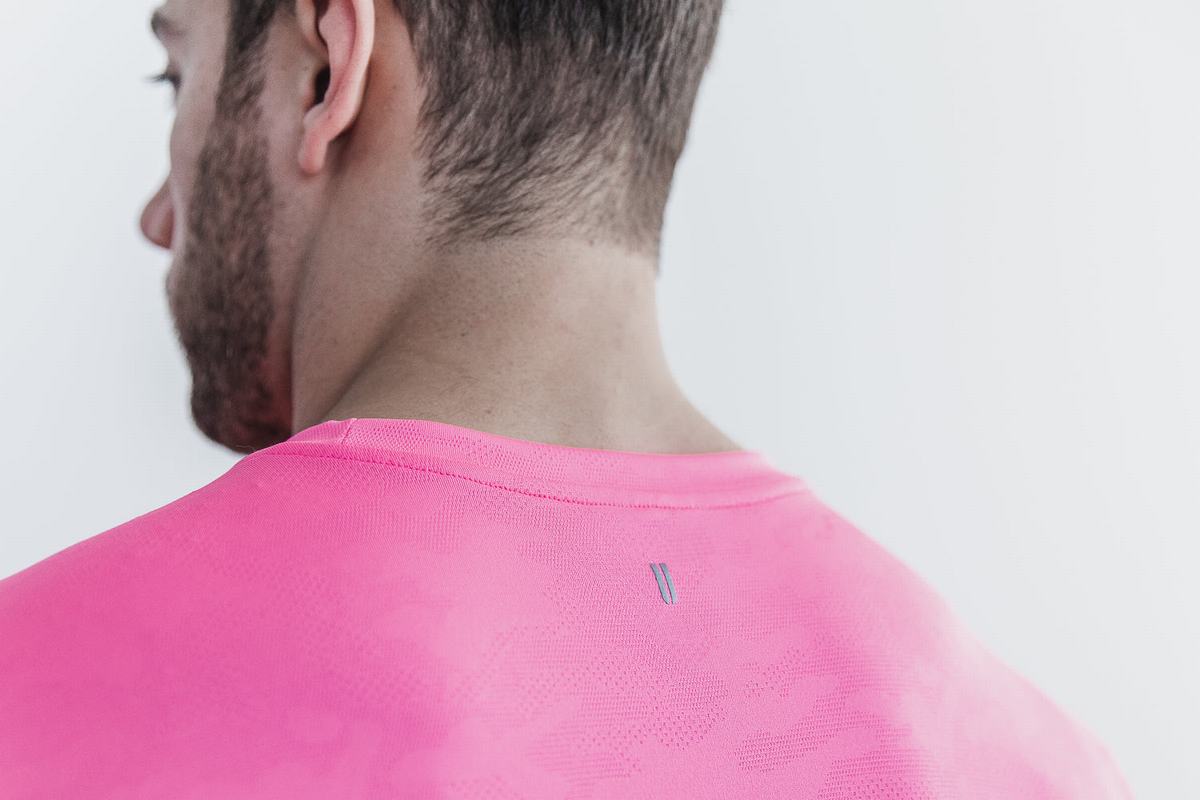 Nobull Lightweight Textured T-shirts Heren Roze Camo | 560743-TGU