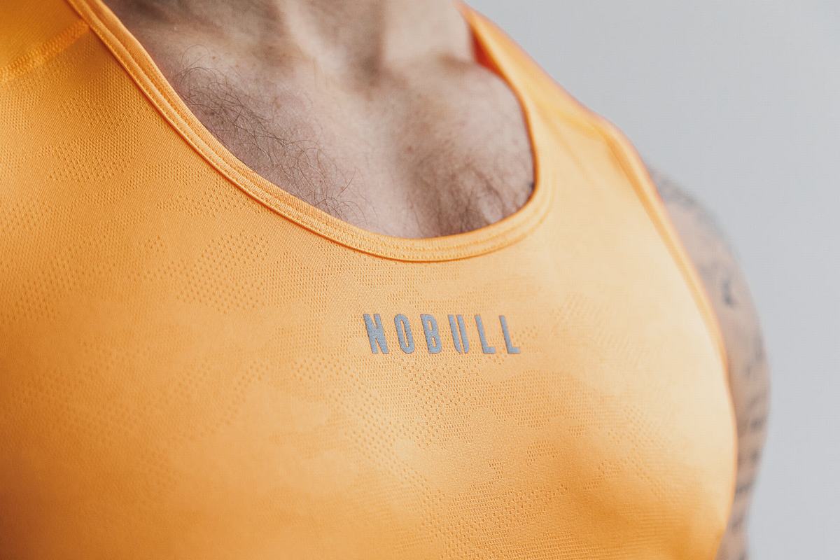 Nobull Lightweight Textured Tank Neon Tanktop Heren Oranje Camo | 612504-AOF