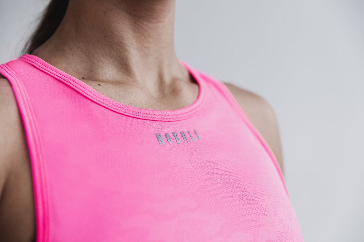 Nobull Lightweight Textured Tank Neon Tanktop Dames Roze Camo | 782056-LVG