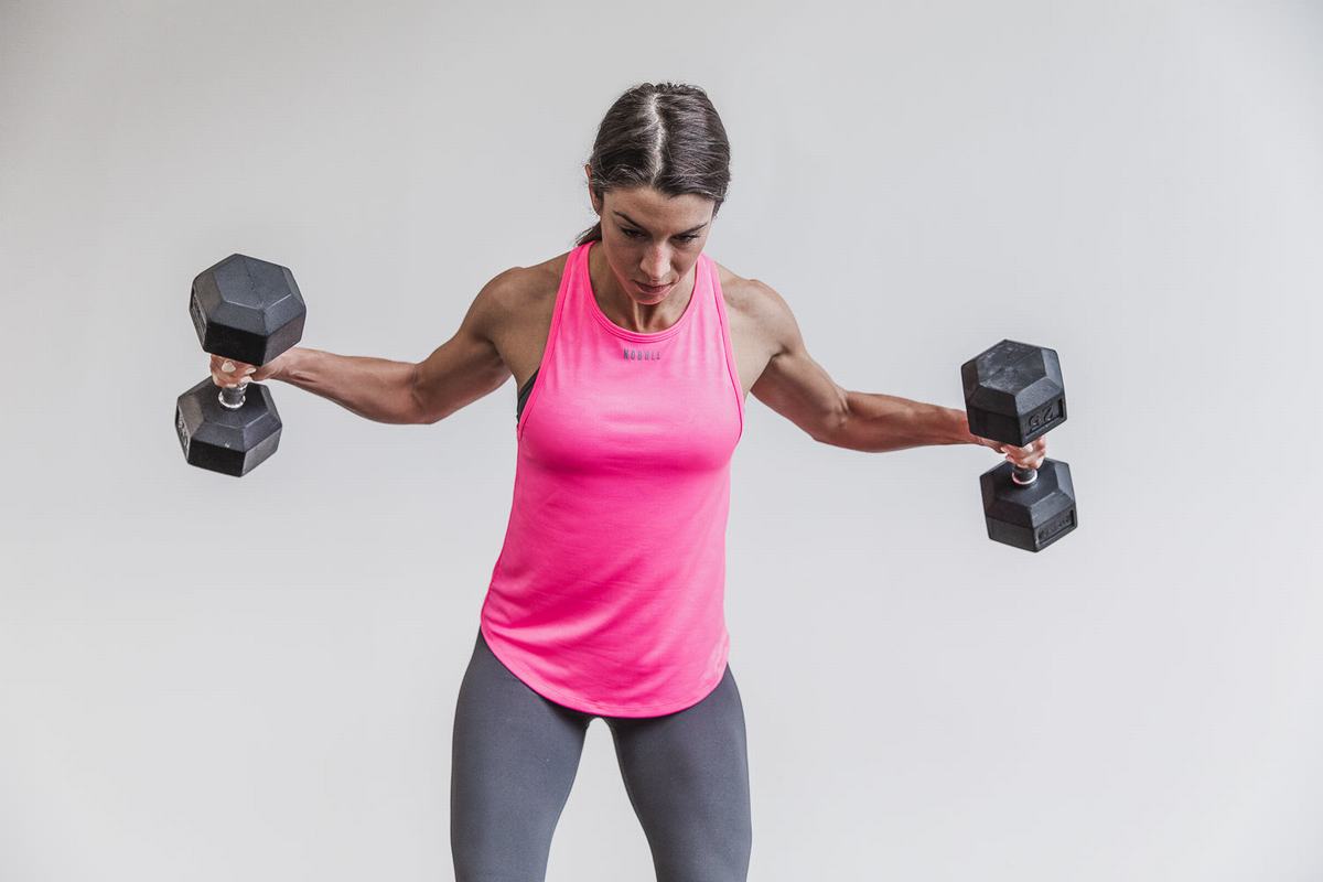 Nobull Lightweight Textured Tank Neon Tanktop Dames Roze Camo | 782056-LVG