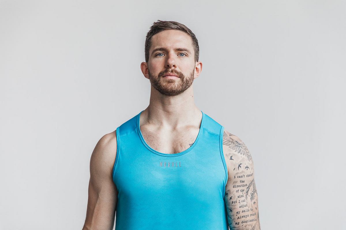 Nobull Lightweight Textured Tank Neon Tanktop Heren Blauw Camo | 934650-QKP