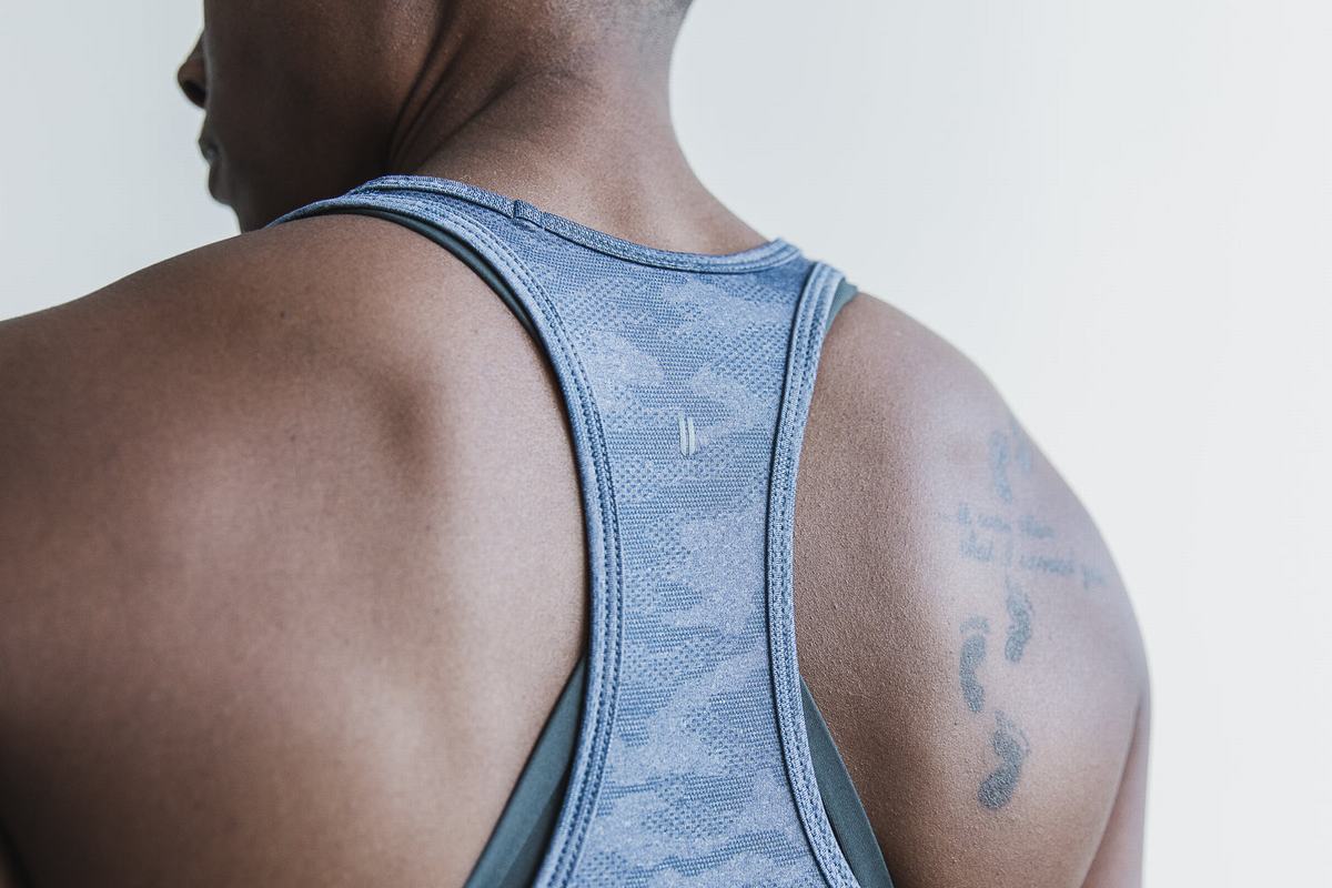 Nobull Lightweight Textured Tank Tanktop Dames Blauw Camo | 270548-LAJ