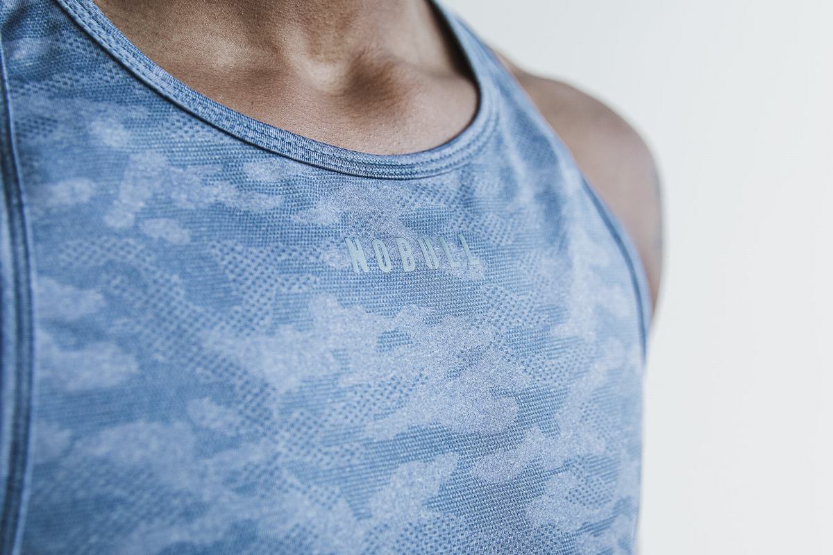 Nobull Lightweight Textured Tank Tanktop Dames Blauw Camo | 270548-LAJ