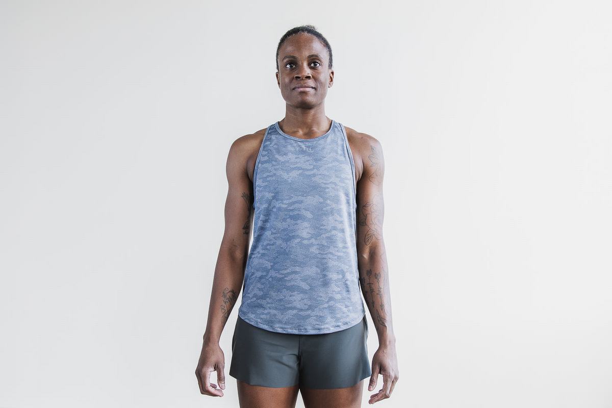 Nobull Lightweight Textured Tank Tanktop Dames Blauw Camo | 270548-LAJ