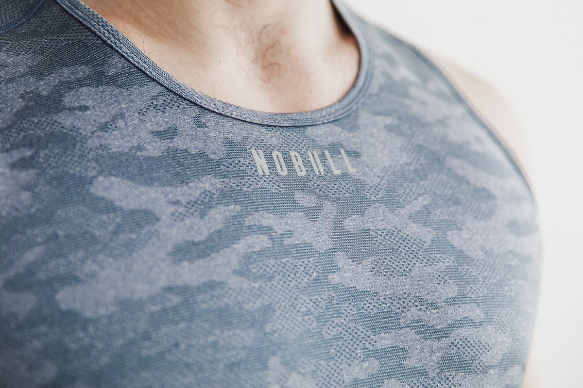 Nobull Lightweight Textured Tank Tanktop Heren Blauw Camo | 798561-IRY