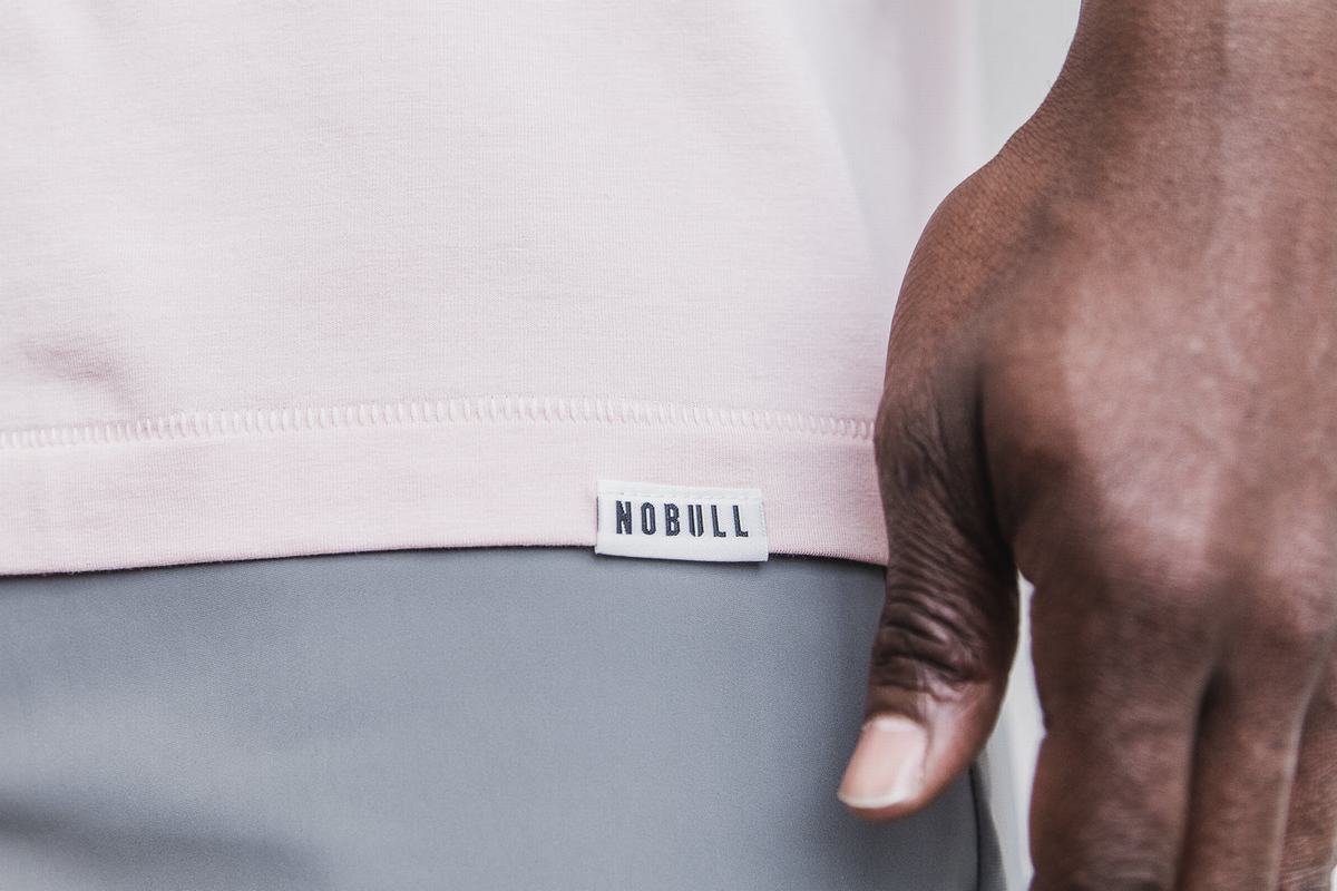 Nobull Lightweight V-Neck T-shirts Heren Roze | 435172-CFK