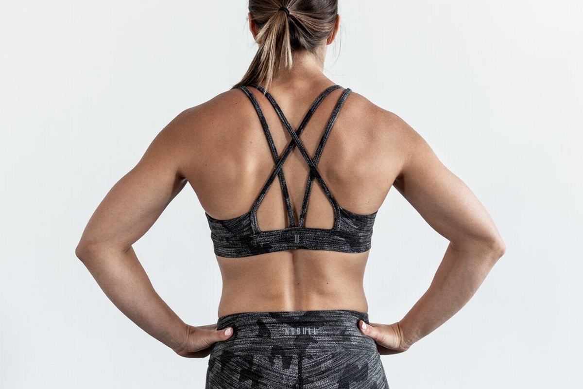 Nobull Melange Sport Bh Dames Donkercamo | 130957-VRP