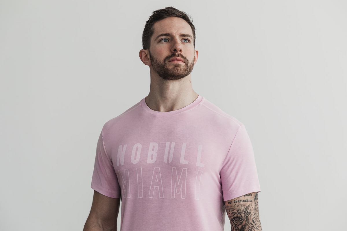 Nobull Miami T-shirts Heren Roze | 046729-GXO