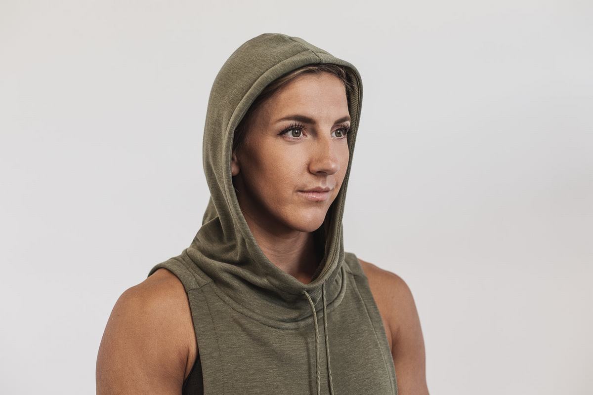 Nobull Microplush Mouwloos Hoodie Dames Groen | 240713-SPN