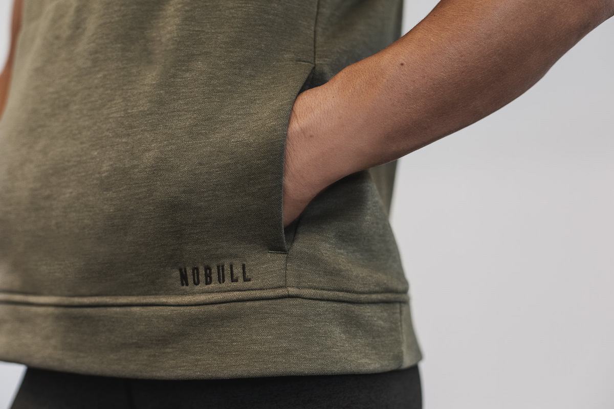 Nobull Microplush Mouwloos Hoodie Dames Groen | 240713-SPN