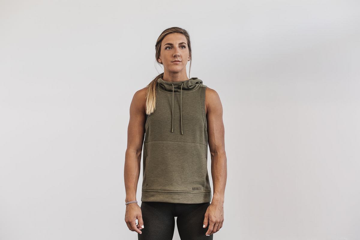 Nobull Microplush Mouwloos Hoodie Dames Groen | 240713-SPN