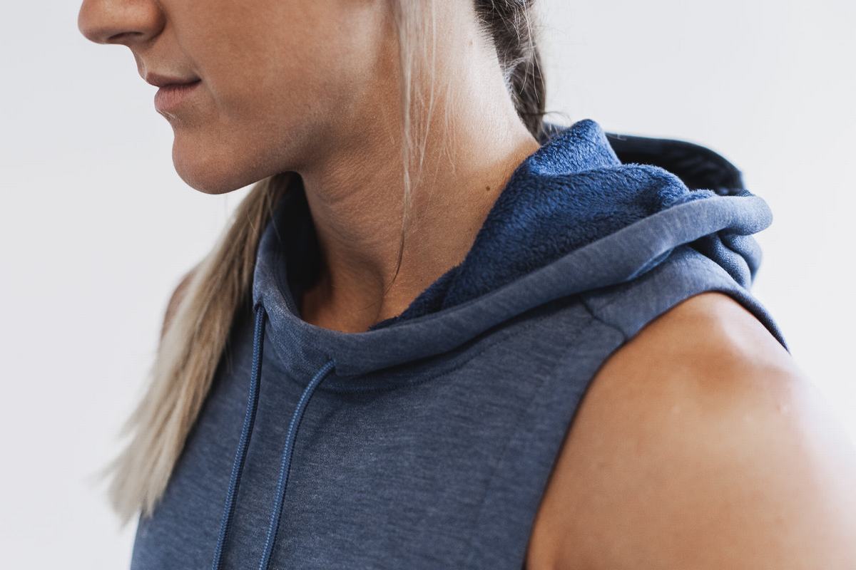 Nobull Microplush Mouwloos Hoodie Dames Diepgrijs | 396210-QKZ
