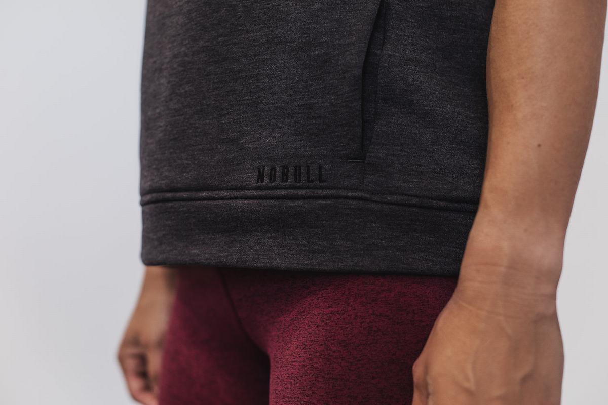 Nobull Microplush Mouwloos Hoodie Dames Diepgrijs | 439021-RLY