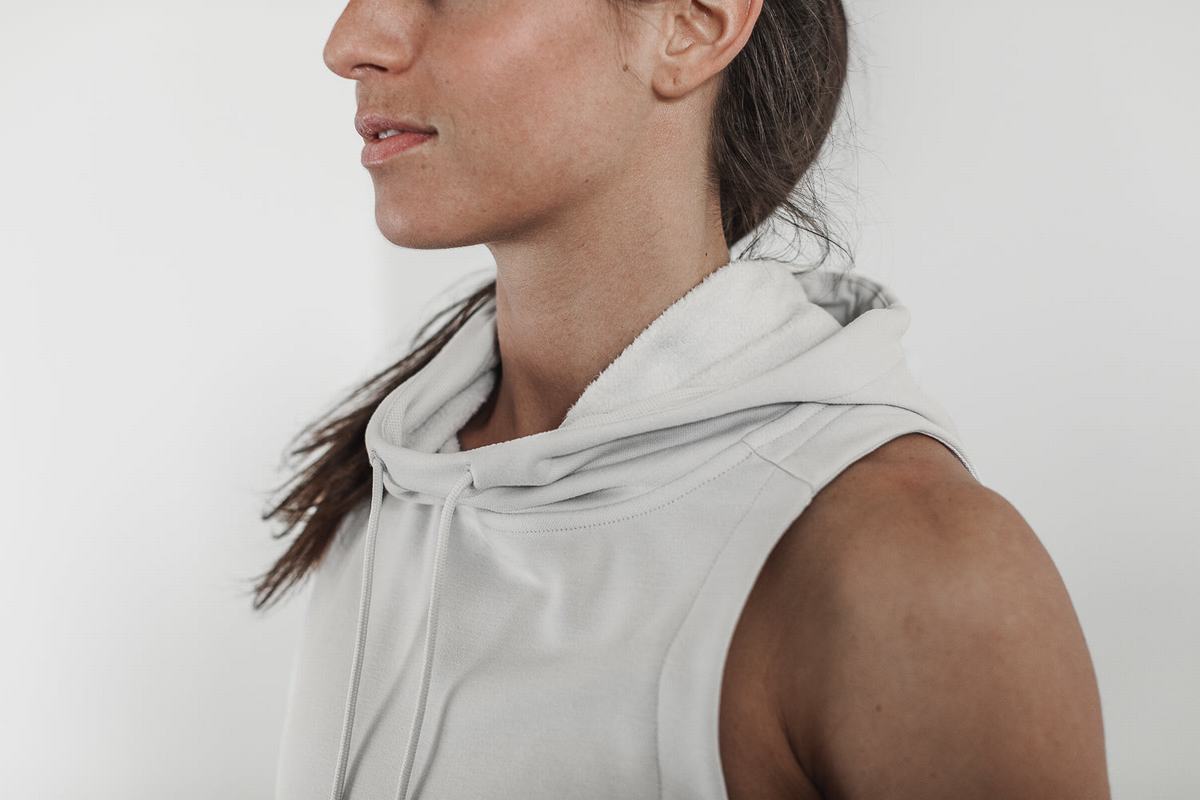 Nobull Microplush Mouwloos Hoodie Dames Grijs | 529367-OJC