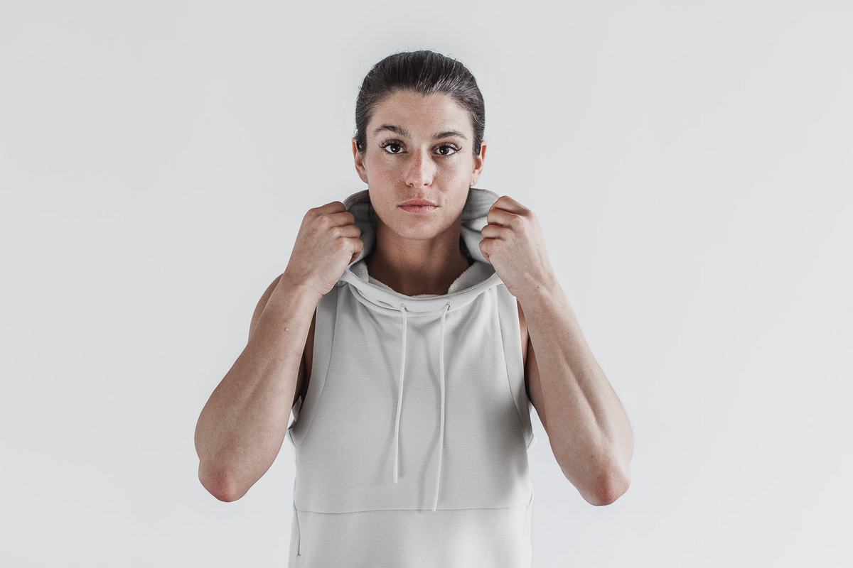 Nobull Microplush Mouwloos Hoodie Dames Grijs | 529367-OJC