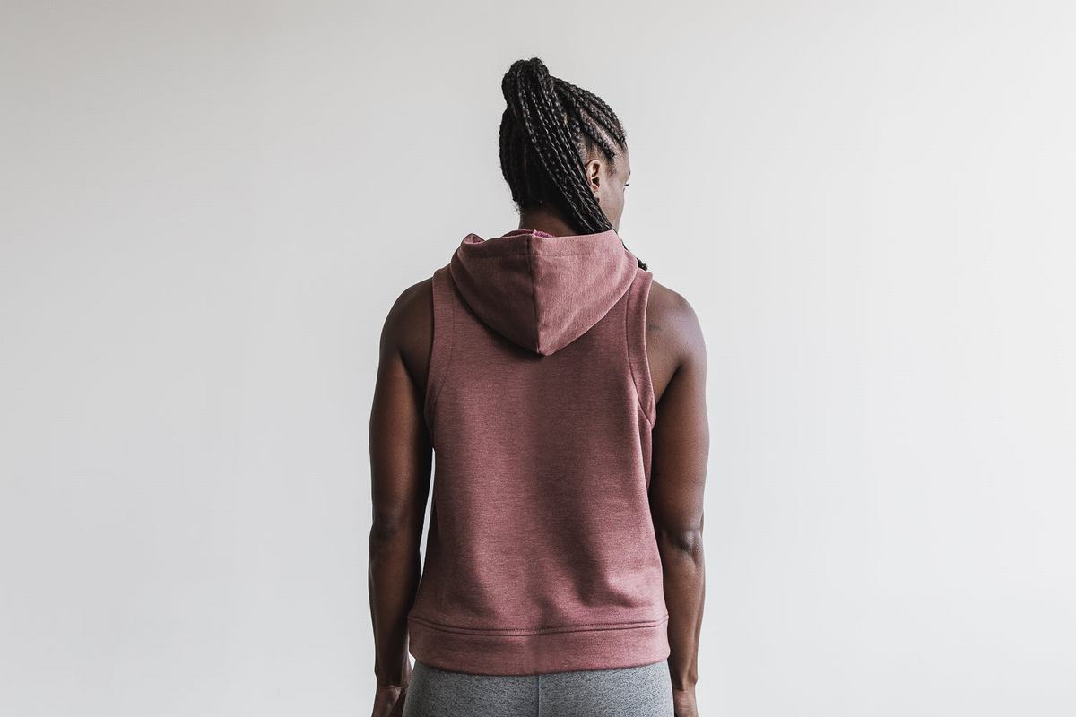 Nobull Microplush Mouwloos Hoodie Dames Rood | 890376-ZFH