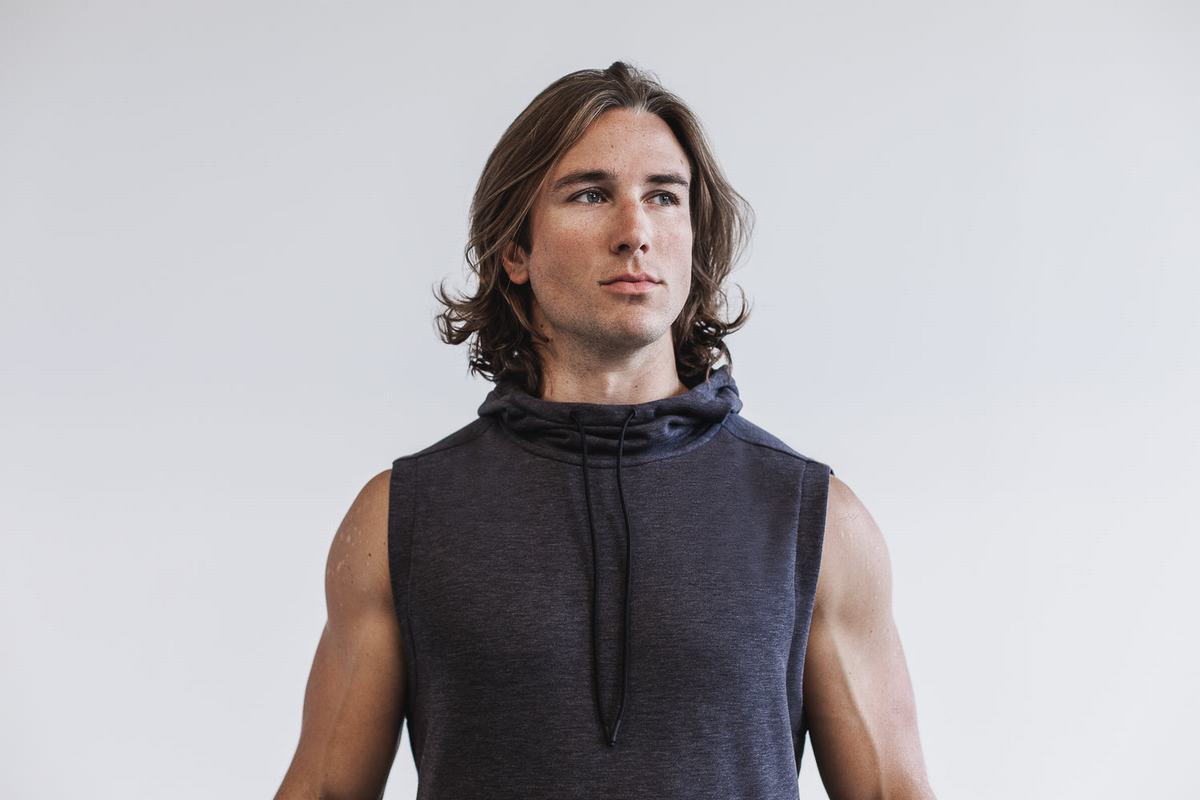 Nobull Microplush Mouwloos Hoodie Heren Diepgrijs | 249768-FMH