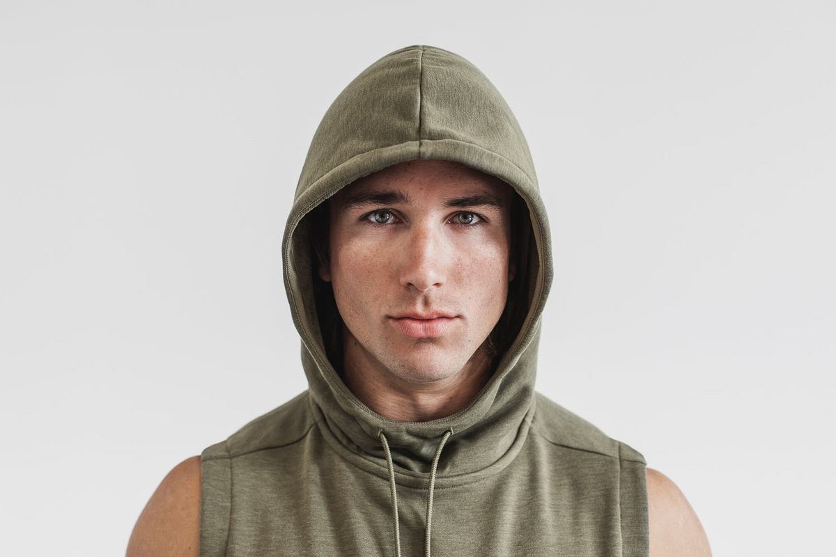 Nobull Microplush Mouwloos Hoodie Heren Groen | 405781-XYS