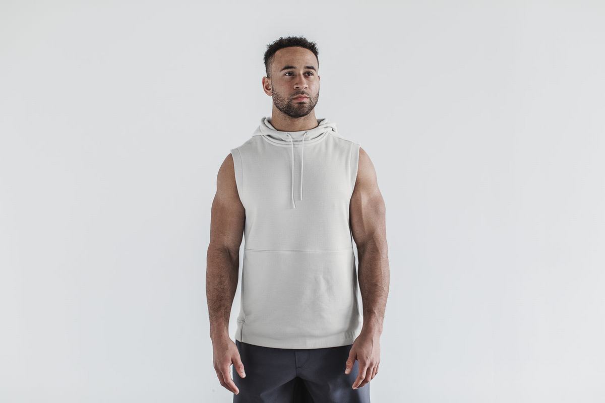 Nobull Microplush Mouwloos Hoodie Heren Grijs | 568293-SEN