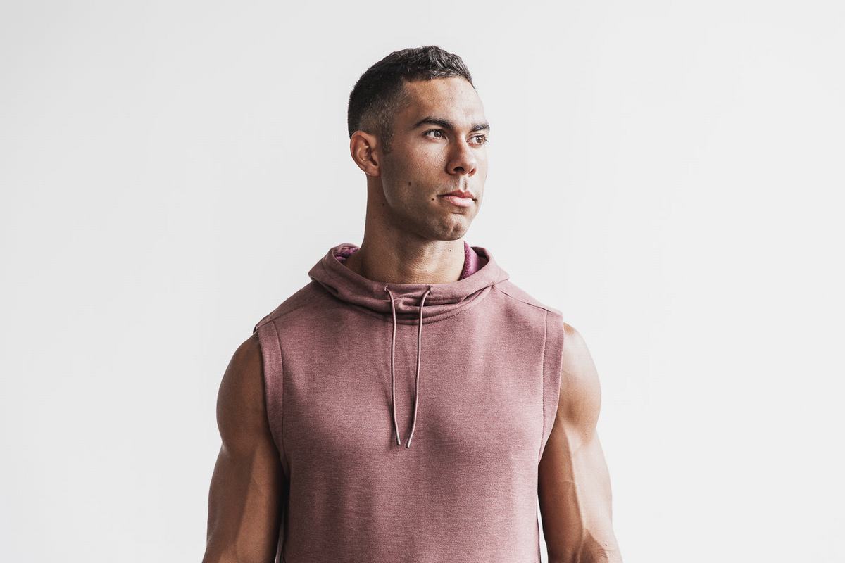 Nobull Microplush Mouwloos Hoodie Heren Rood | 987325-LCT