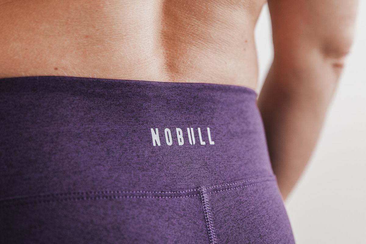 Nobull Mid-Rise Crop Plush Heather Hardloopbroek Dames Donkerpaars | 201498-XDB
