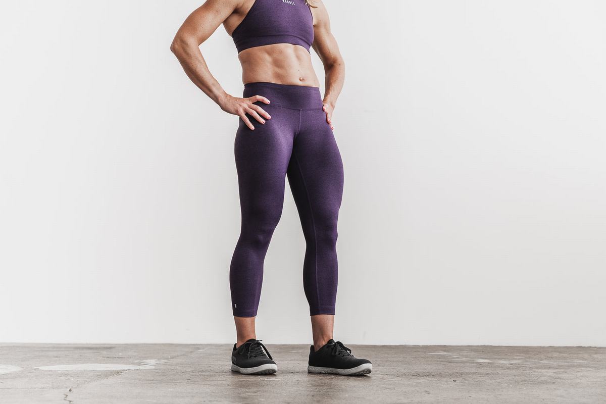 Nobull Mid-Rise Crop Plush Heather Hardloopbroek Dames Donkerpaars | 201498-XDB