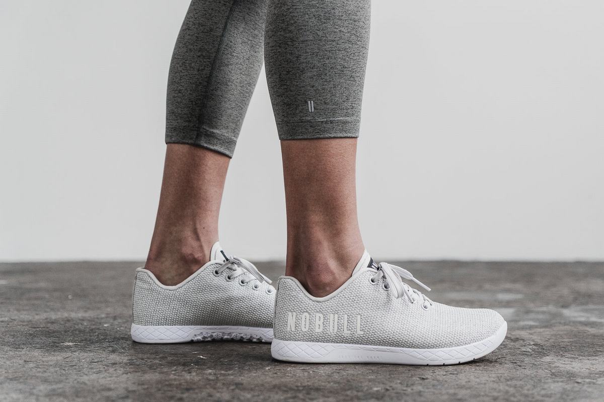 Nobull Mid-Rise Crop Plush Heather Hardloopbroek Dames Grijs | 489256-NYZ