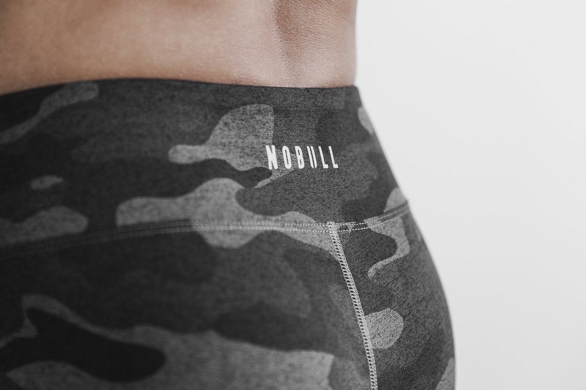 Nobull Mid-Rise Crop Plush Heather Hardloopbroek Dames Grijs Camo | 691587-QPN