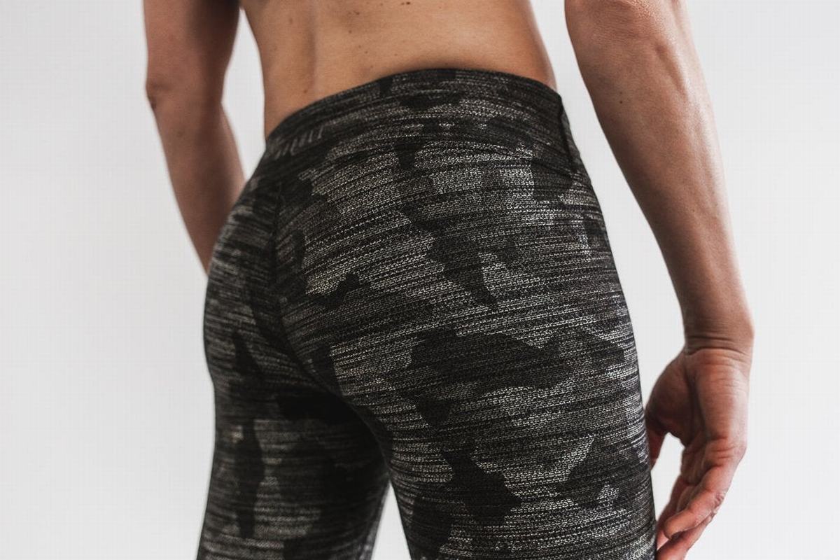 Nobull Mid-Rise Tight Melange Hardloopbroek Dames Donkercamo | 701954-UVQ