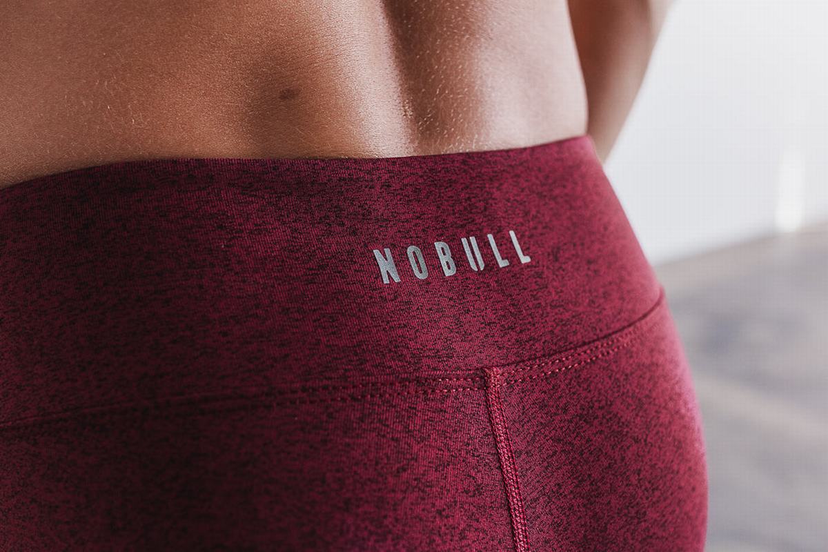 Nobull Mid-Rise Tight Plush Heather Hardloopbroek Dames Donkerrood | 062513-UXH