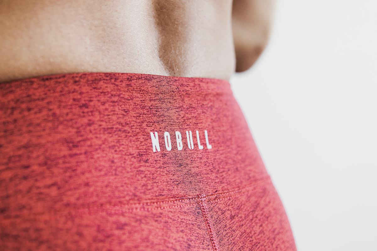 Nobull Mid-Rise Tight Plush Heather Hardloopbroek Dames Rood | 674205-KUF