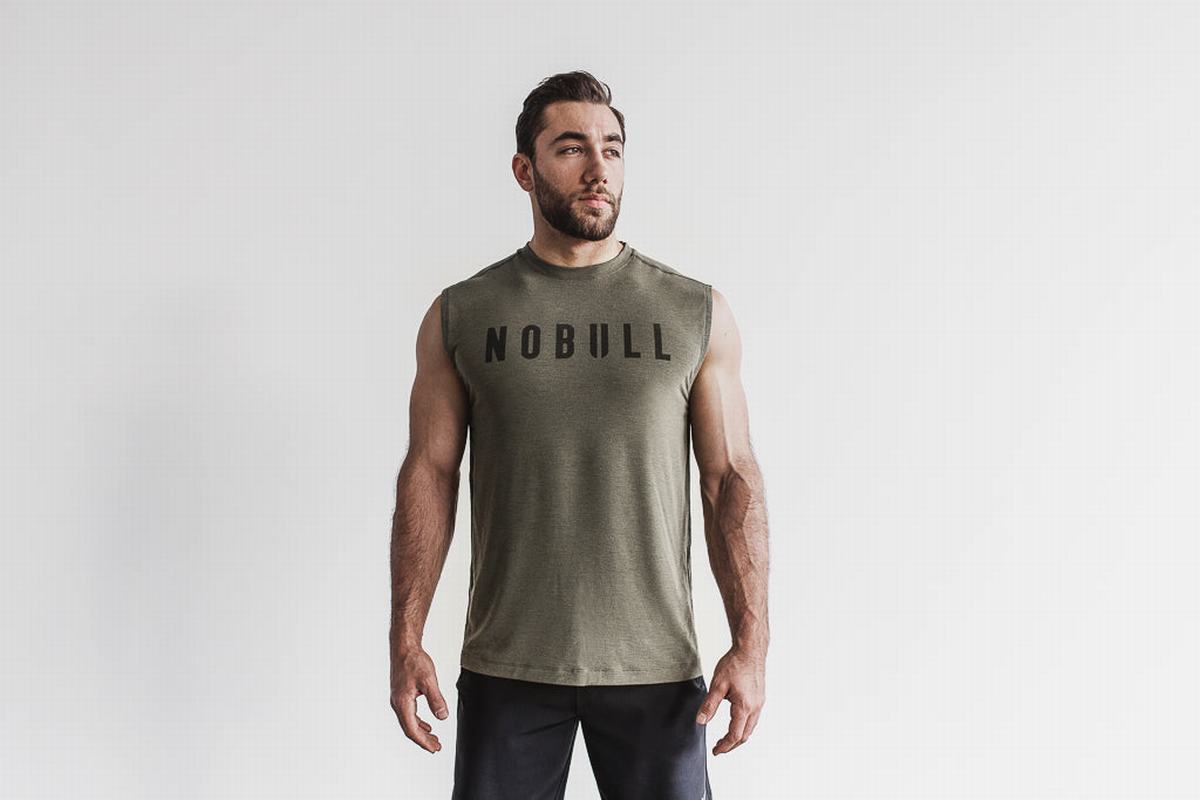 Nobull Mouwloos T-shirts Heren Groen | 490758-CPH