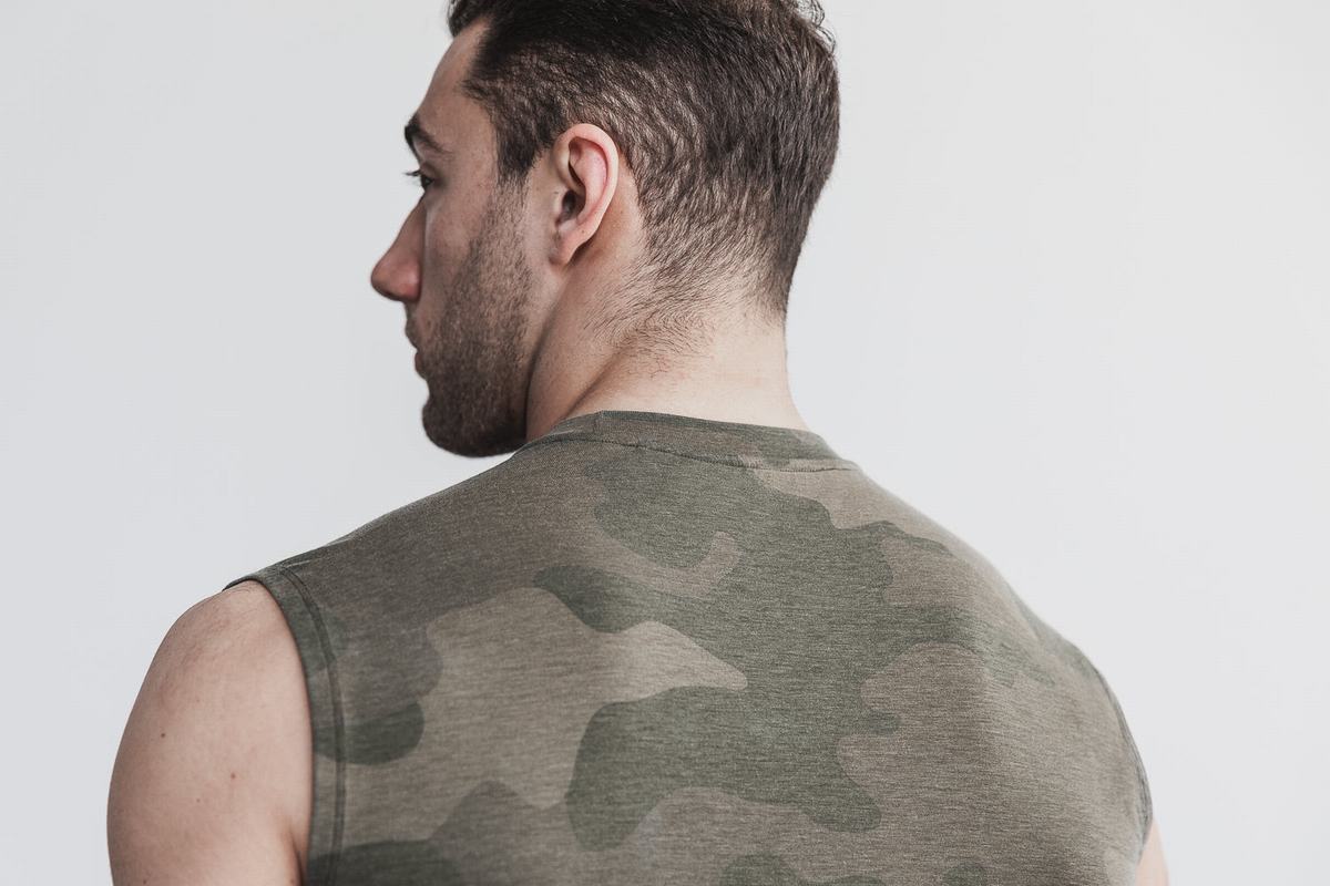 Nobull Mouwloos T-shirts Heren Groen Camo | 267034-WMU