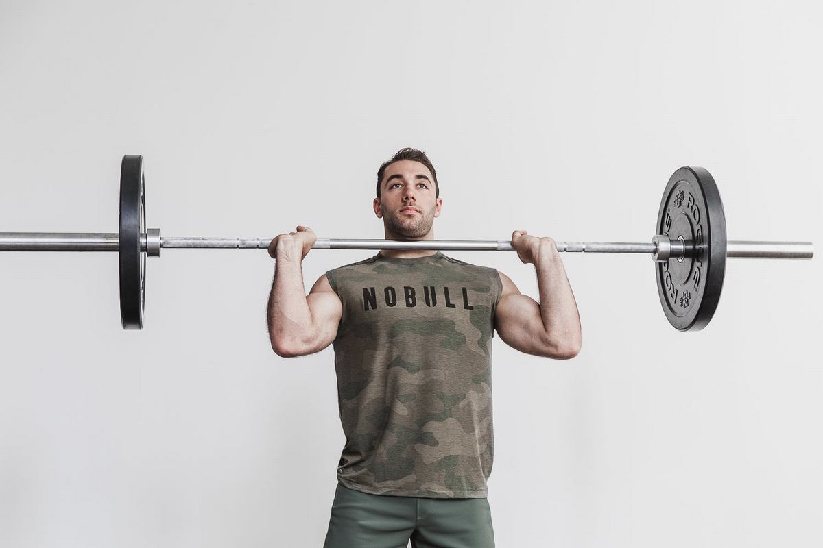 Nobull Mouwloos T-shirts Heren Groen Camo | 267034-WMU