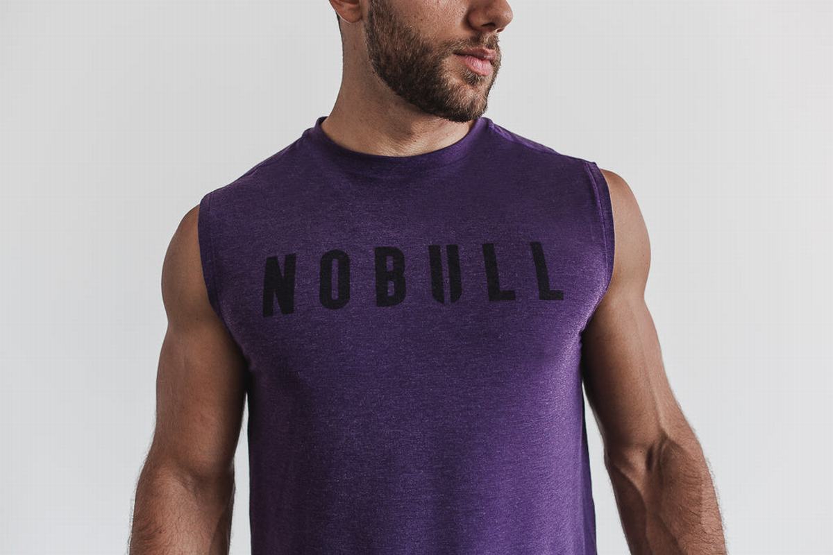 Nobull Mouwloos T-shirts Heren Paars | 376409-OZG