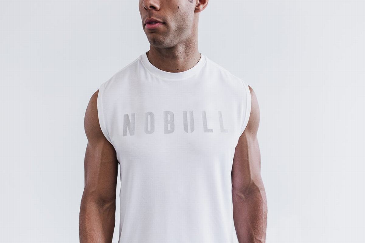 Nobull Mouwloos T-shirts Heren Wit | 610538-QCW